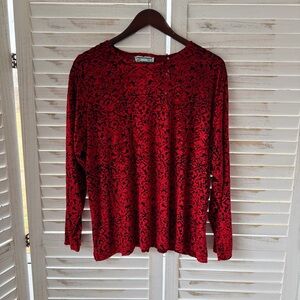 Basil | Vintage Y2K Burnout Velour Floral Long Sleeve Top